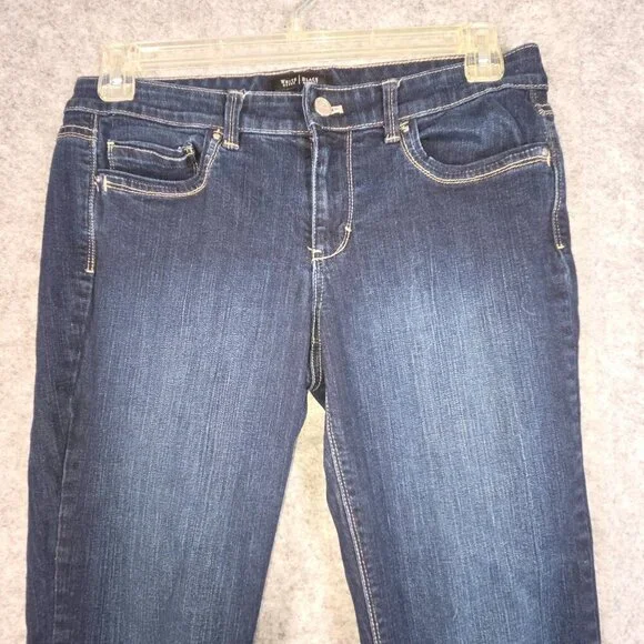 White House Black Market Women's Denim Jeans Slim Ankle Flat Front Blue Size 10R - Picture 2 of 10